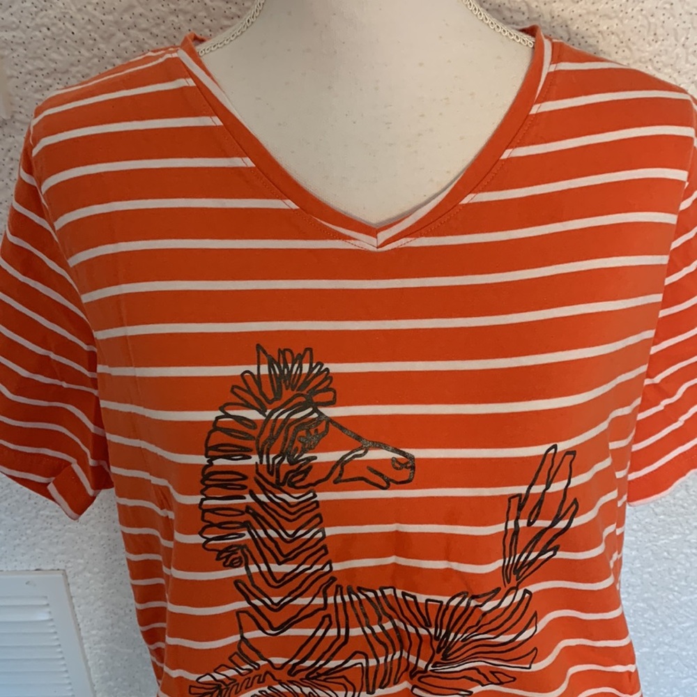 Ulla Popken 20/22 Tee Orange White Stripe - Picture 3 of 7